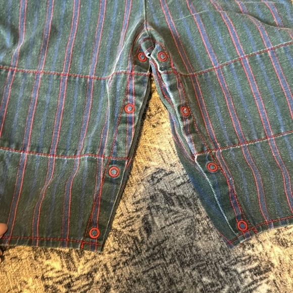 Vintage railroad stripe Overalls with Red Accents - size 18 months - Picture 2 of 6